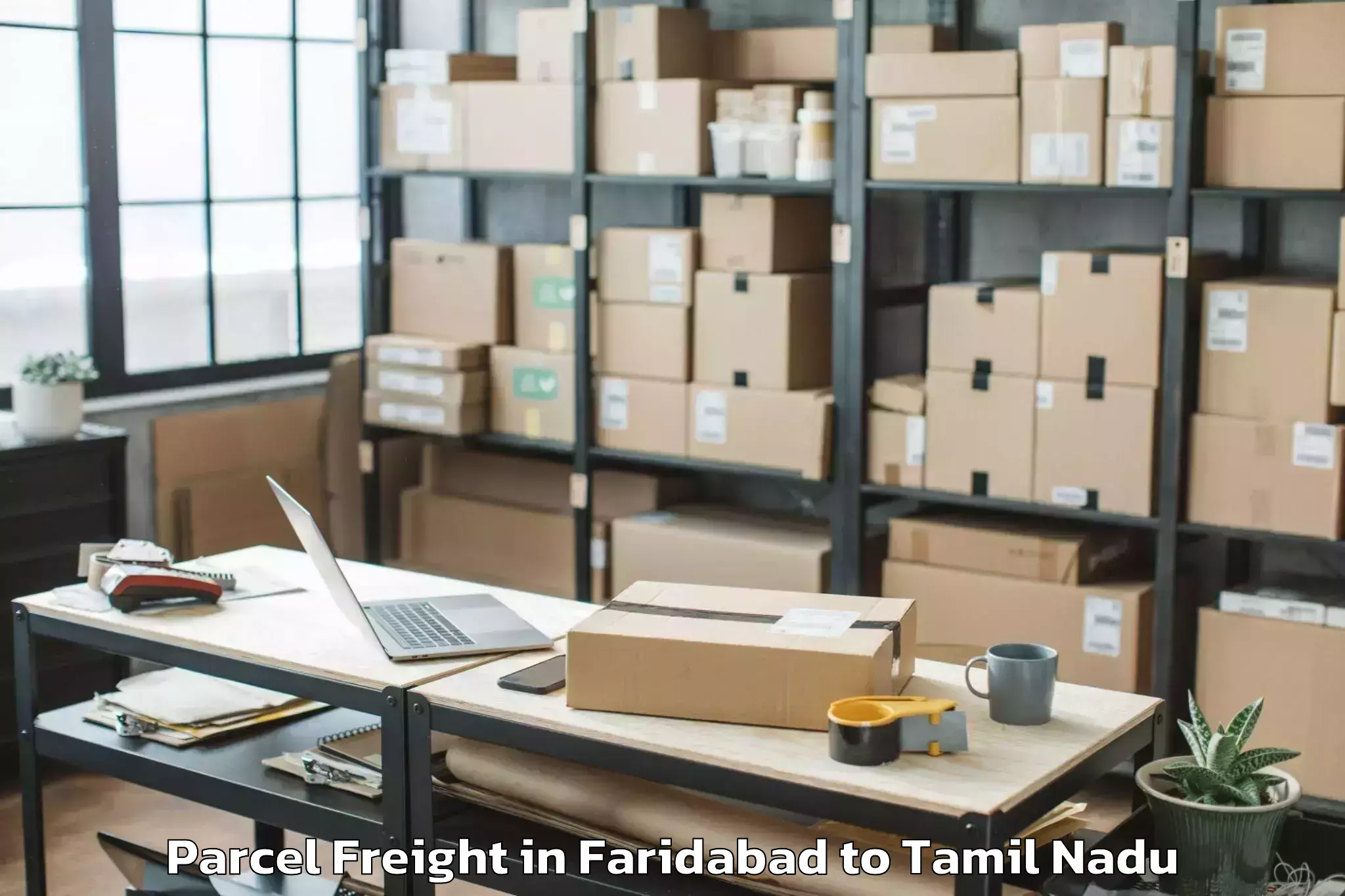 Book Your Faridabad to Peelamedu Airport Cjb Parcel Freight Today